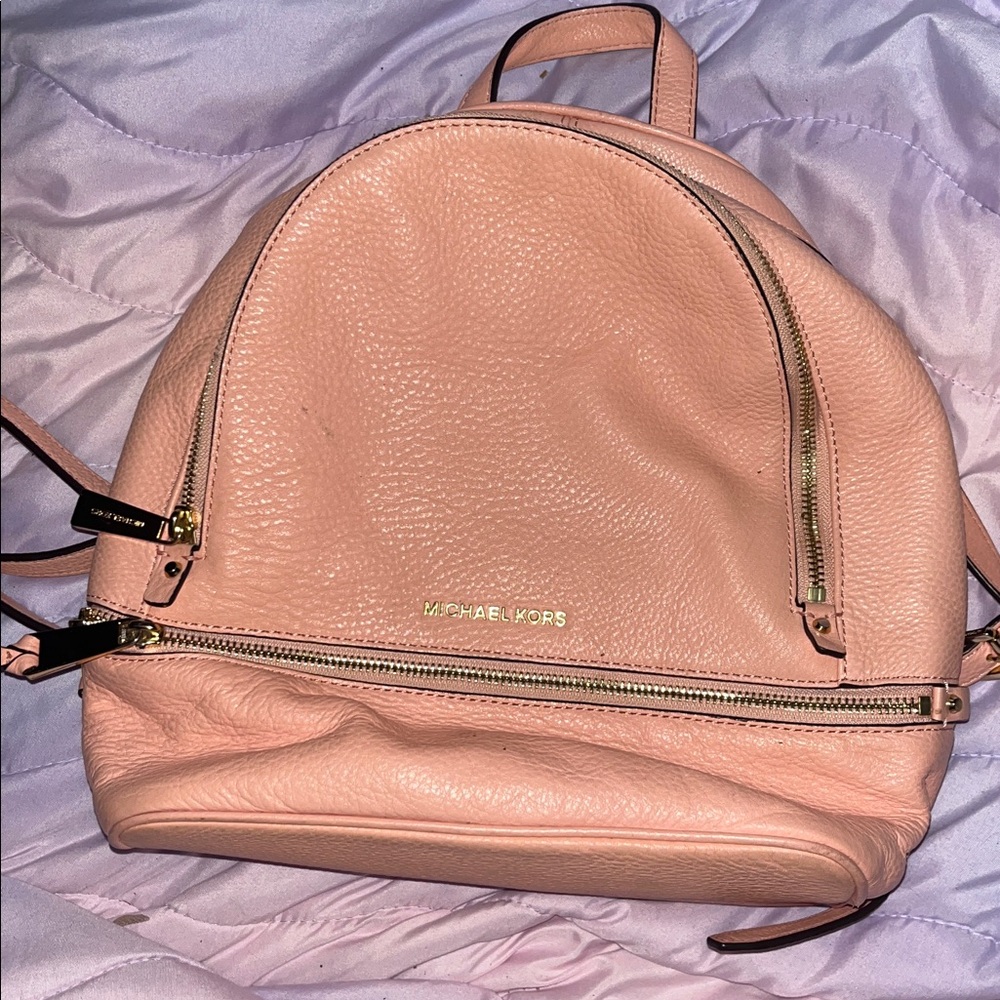 Michael Kors Rhea backpack in pink pebbled leather